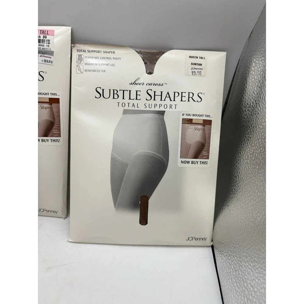 Vintage JCPenney Subtle Shapers Pantyhose Lot 4 Queen Tall Total Support NOS